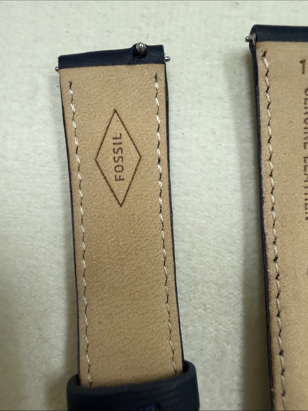 Fossil Navy Leather Watch Strap with Rose Gold Buckle 16 mm - Picture 4 of 5